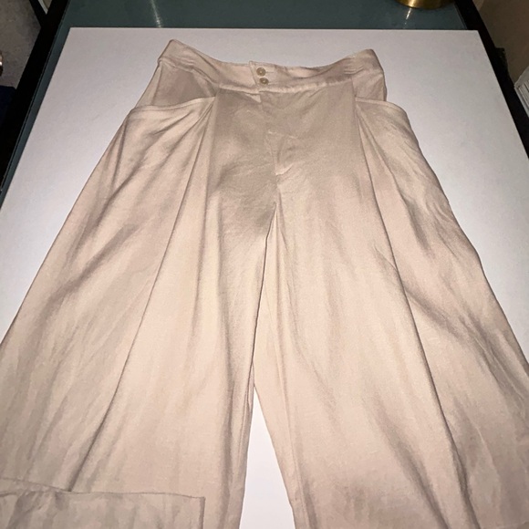 CABI Beige Linen Trouser Pants Traipse Wide Leg Crossover Waist Size 8 - Picture 3 of 10